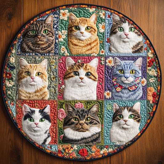 Cat Bloom WN0606001CL Quilted Round Mat