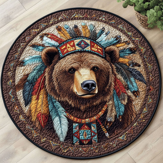Tribal Bear CW2306044CL Quilted Round Mat