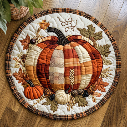 Patchwork Pumpkin CW2705519CL Quilted Round Mat