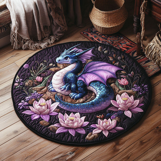 Purple Lotus Dragon WY2205044CL Quilted Round Mat