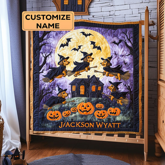 Puppy Moon Flight WY3007031CL Personalized Baby Quilt