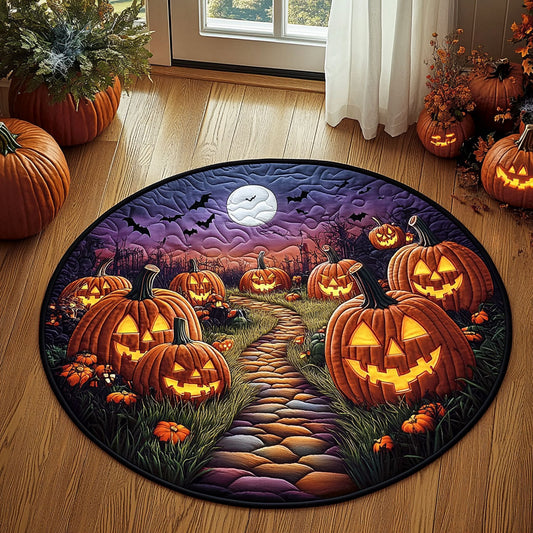 Ghostly Pumpkin Path WY1808039CL Quilted Round Mat