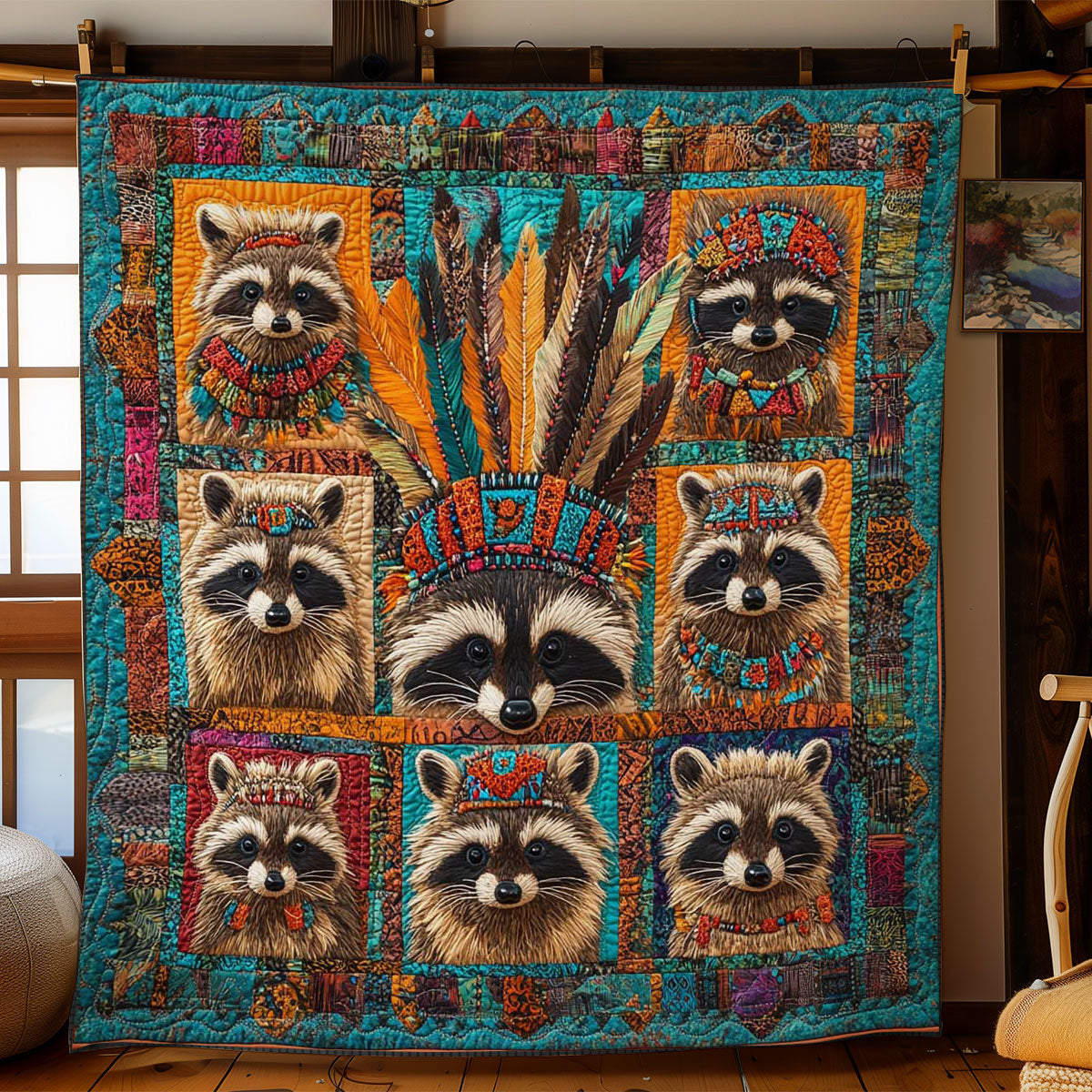 Tribal Raccoon Dreams WN2401032CL Quilt