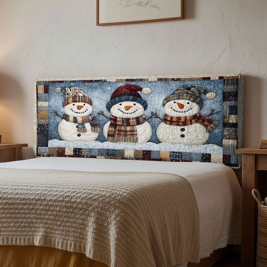 Snowman Plaid Magic WN1112190CL Quilted Headboard Slipcover