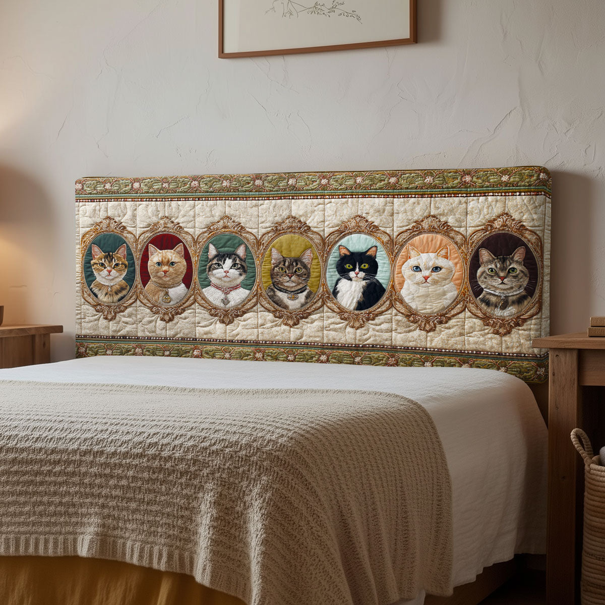 Whimsy Cats CP2012011CL Quilted Headboard Slipcover