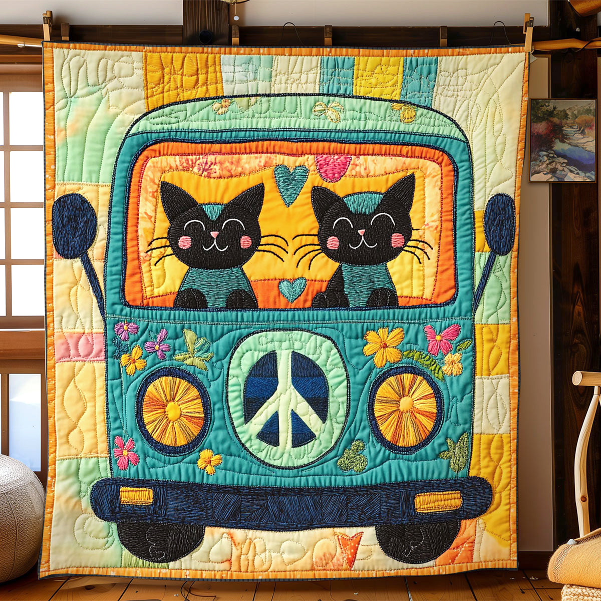 Cat Peace Car CW1411002CL Quilt