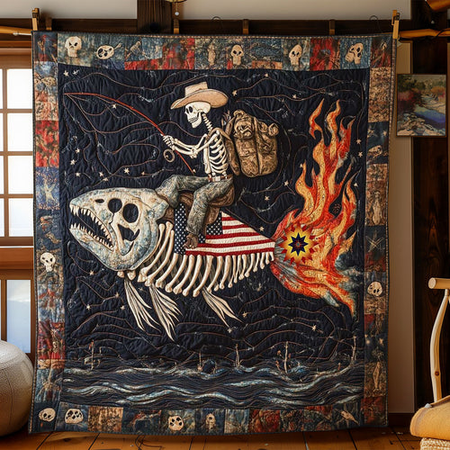 Patriotic Skeleton Ride WN0612076CL Quilt