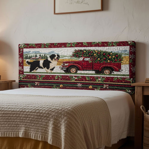 Bernese Mountain Dog Winter Farm WN1312011CL Quilted Headboard Slipcover