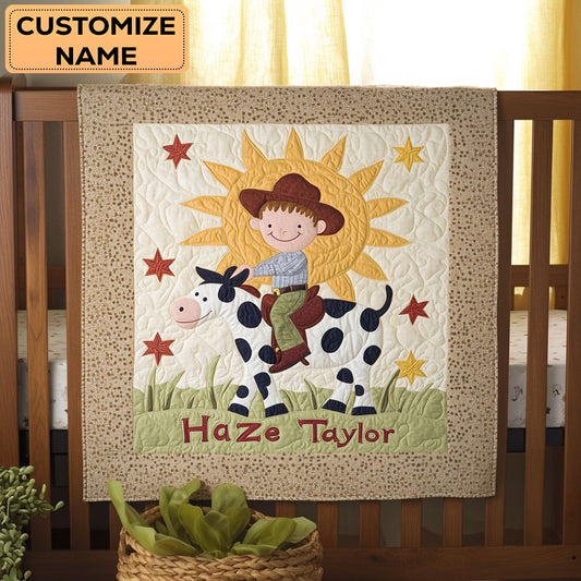 Country Cowboy Joy WN2807031CL Personalized Baby Quilt