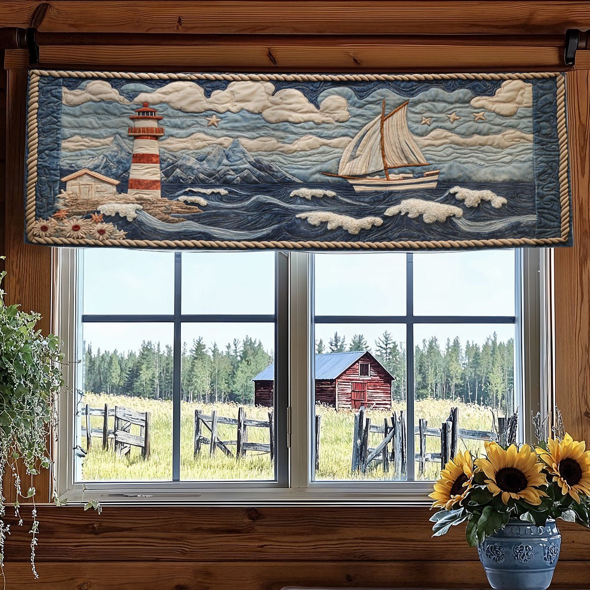 Lighthouse Journey WN0307083CL Quilted Valance