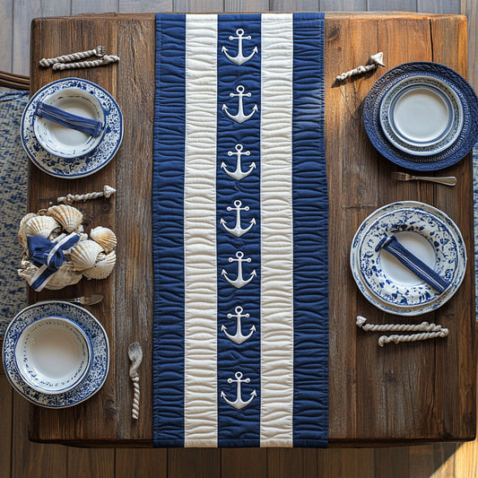 Anchor Nautical CP2605030CL Quilted Table Runner