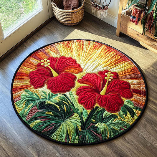 Hibiscus Frontal Sun WY1906051CL Quilted Round Mat