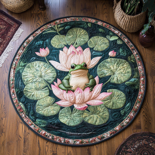 Frog In Lotus WY2805027CL Quilted Round Mat
