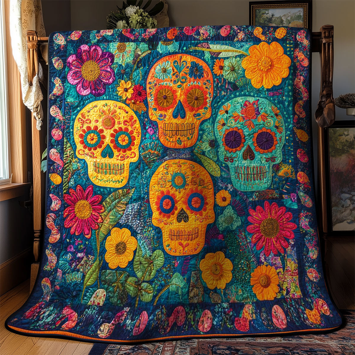 Floral Skull WN1001002CL Quilt