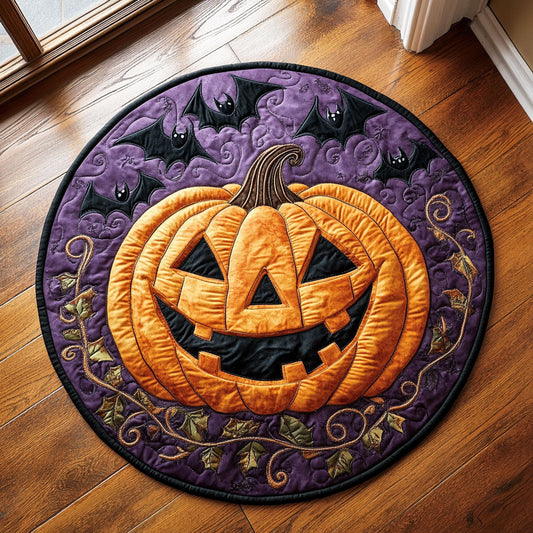 Mystic Pumpkin Bat CW2407055CL Quilted Round Mat