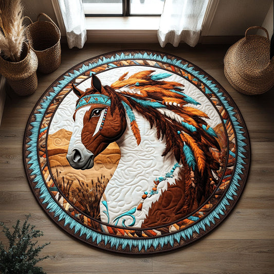 Native Spirit Horse WY3006127CL Quilted Round Mat