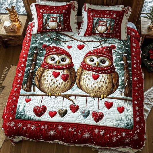 Couple Owl In Snow WY1801013CL Duvet Cover Set