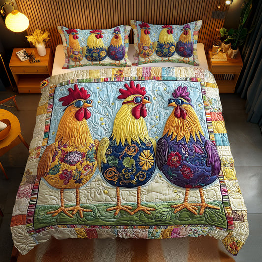 Fashion Three Hen WY2512041CL Duvet Cover Set