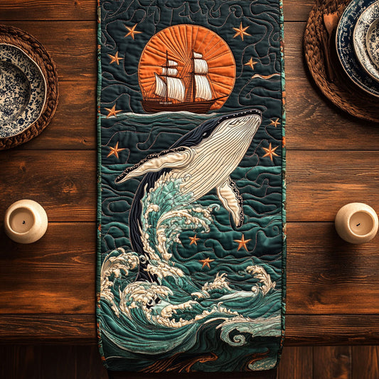 Ocean Whale CW1906038CL Quilted Table Runner
