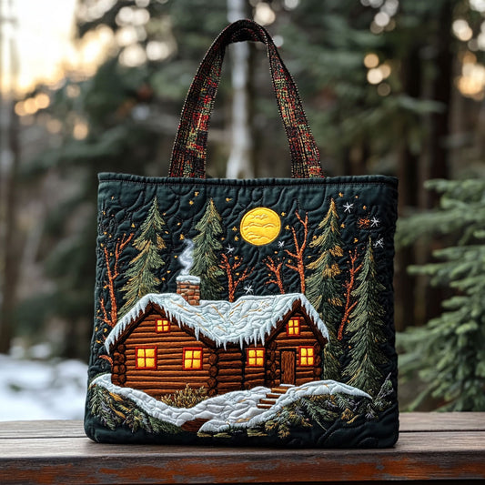 Frostlight Forest Cabin WN0110018CL Quilted Tote Bag