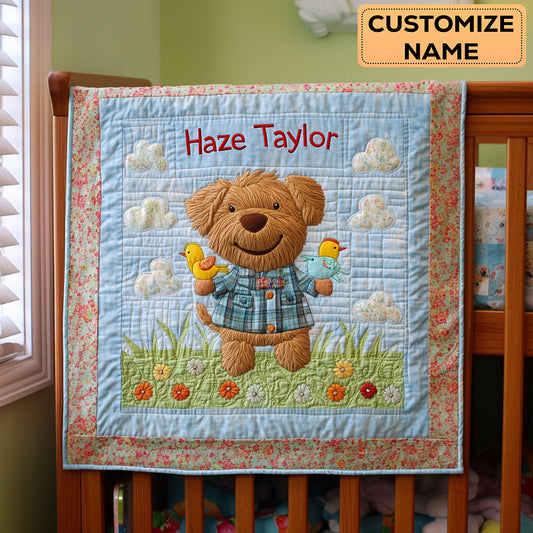 Dog And Birds WN2307012CL Personalized Baby Quilt