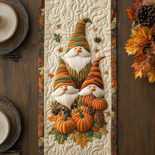 Autumn Gnomes XR1609006CL Quilted Table Runner