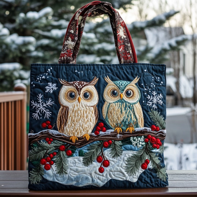 Snowy Owl Night XR0710019CL Quilted Tote Bag