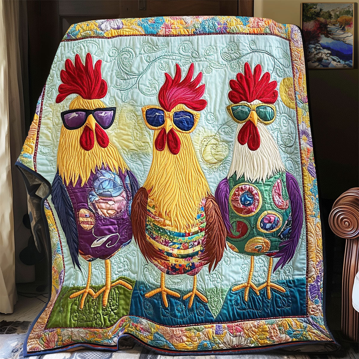 Chicken Wearing Sunglasses WY3012006CL Quilt