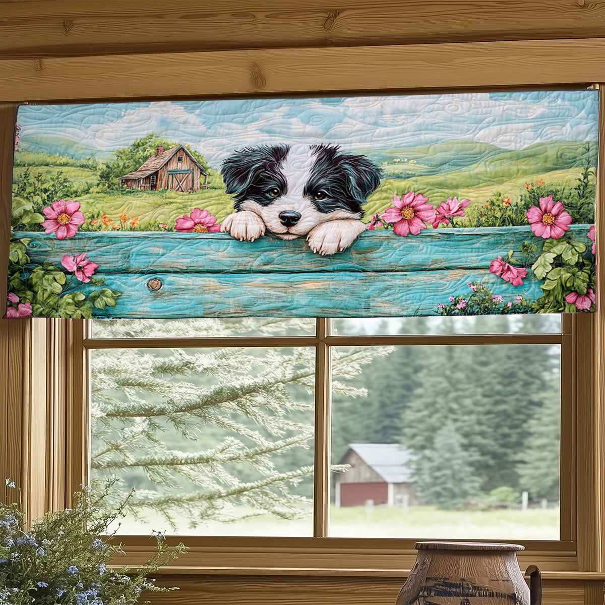 Collie Puppy WJ2504026CL Quilted Valance