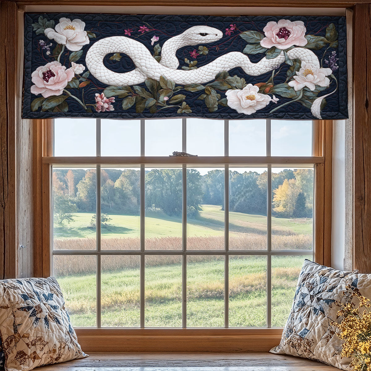 Floral White Snake WY3005050CL Quilted Valance