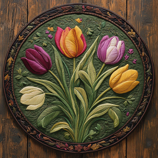 Tulip Cottage Flame WN1706073CL Quilted Round Mat