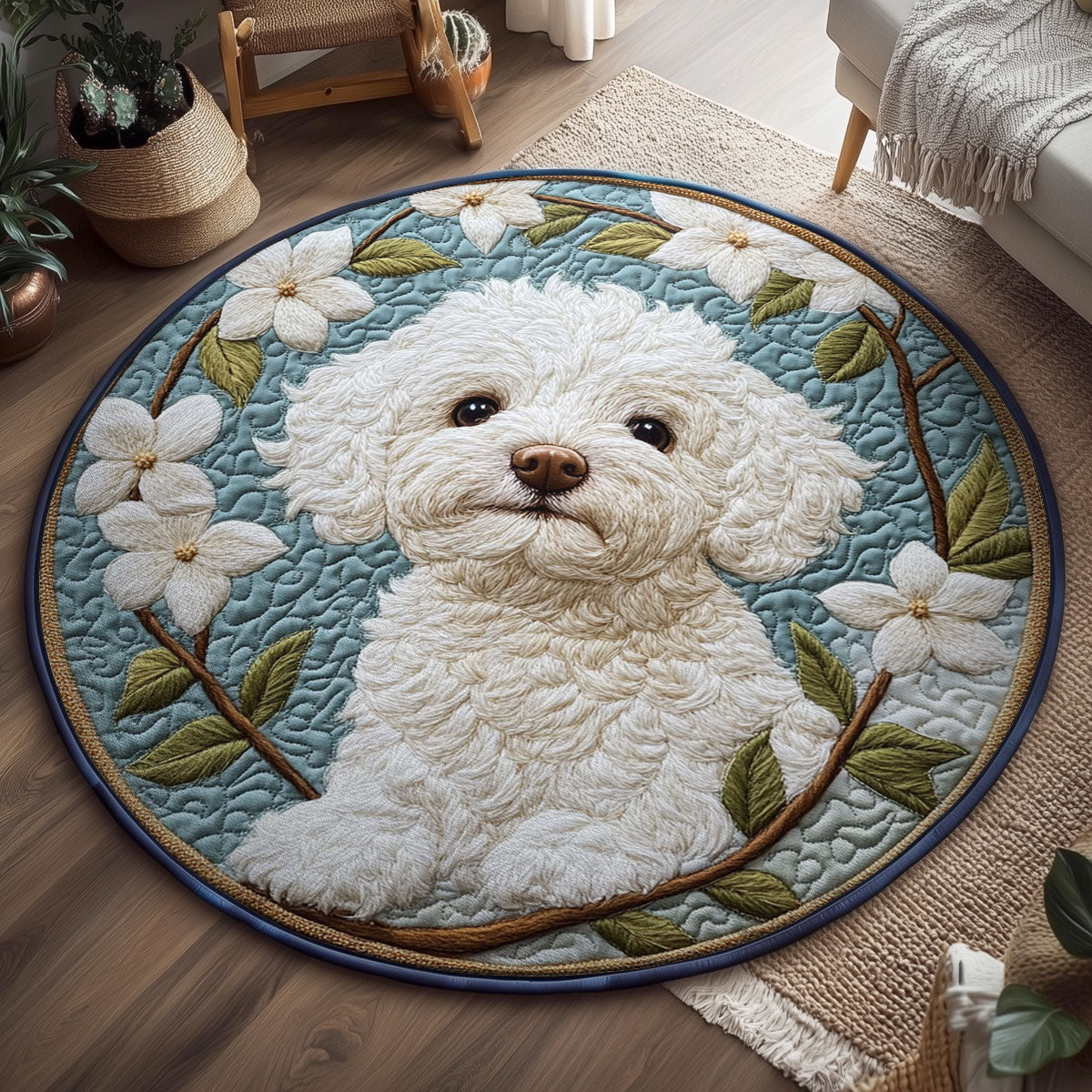 Garden Dog WY2203069CL Quilted Round Mat
