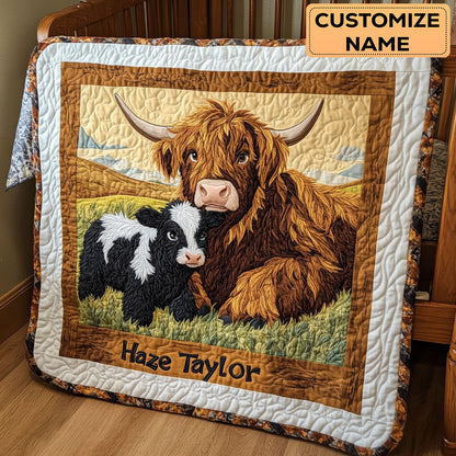 Highland Cow Hug WN3007065CL Personalized Baby Quilt