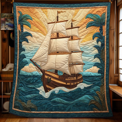 Twilight Ship Ocean WX0407084CL Quilt