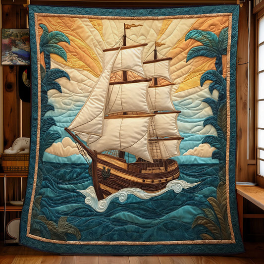 Twilight Ship Ocean WX0407084CL Quilt