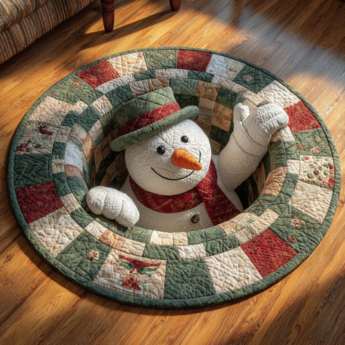 Happy Snowman XR2909007CL Quilted Round Mat