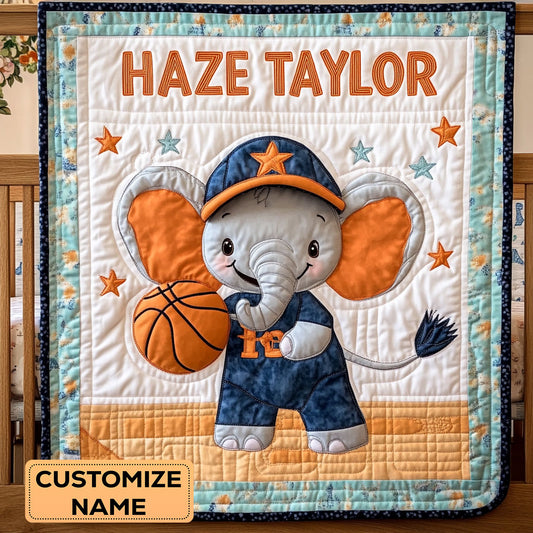 Basketball Elephant WY2607007CL Personalized Baby Quilt