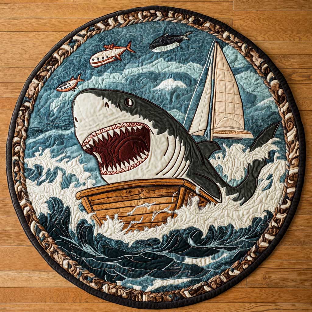 Sail Shark WN0805074CL Quilted Round Mat