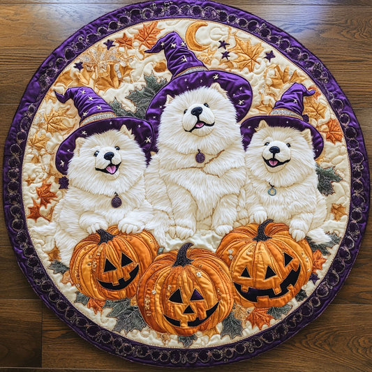 Pumpkin Trio Chow Chow WN1108079CL Quilted Round Mat