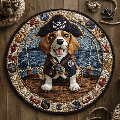 Pirate Pup WY2804013CL Quilted Round Mat