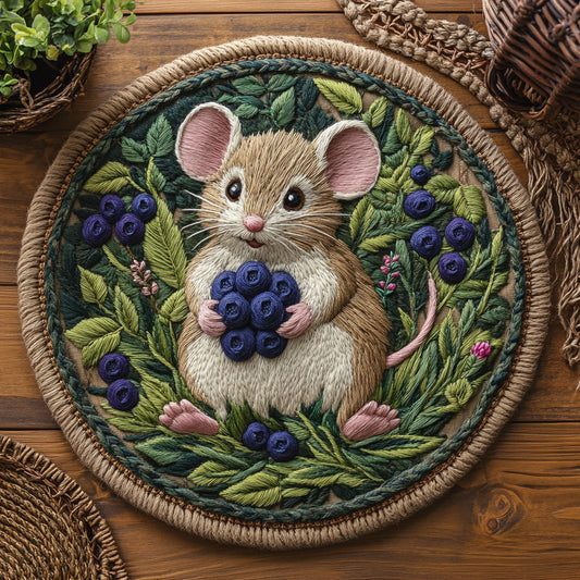 Blueberry Mouse WY2805022CL Quilted Round Mat