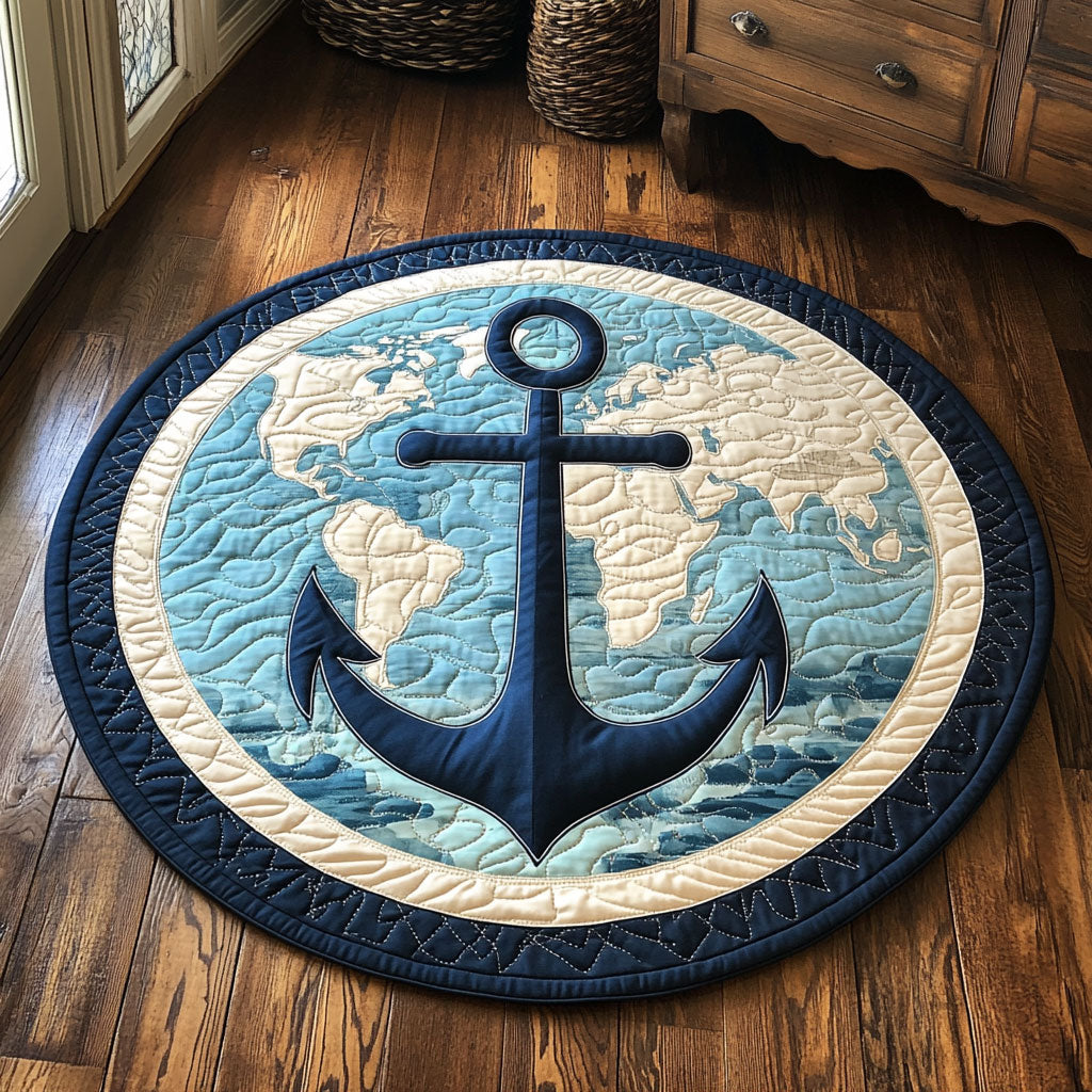 Azure Anchor CP0110069CL Quilted Round Mat