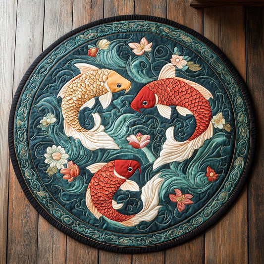 Tranquil Koi Dance CW2507049CL Quilted Round Mat