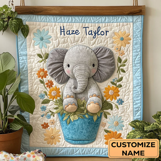 Elephant Garden WN1807044CL Personalized Baby Quilt