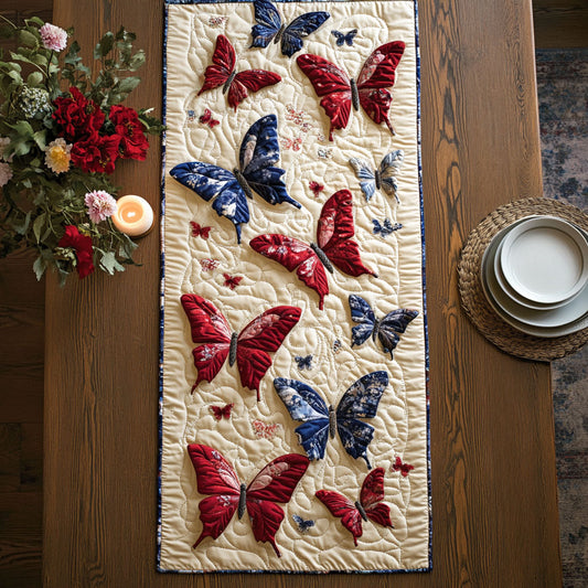 Patriotic Butterfly CW3004064CL Quilted Table Runner