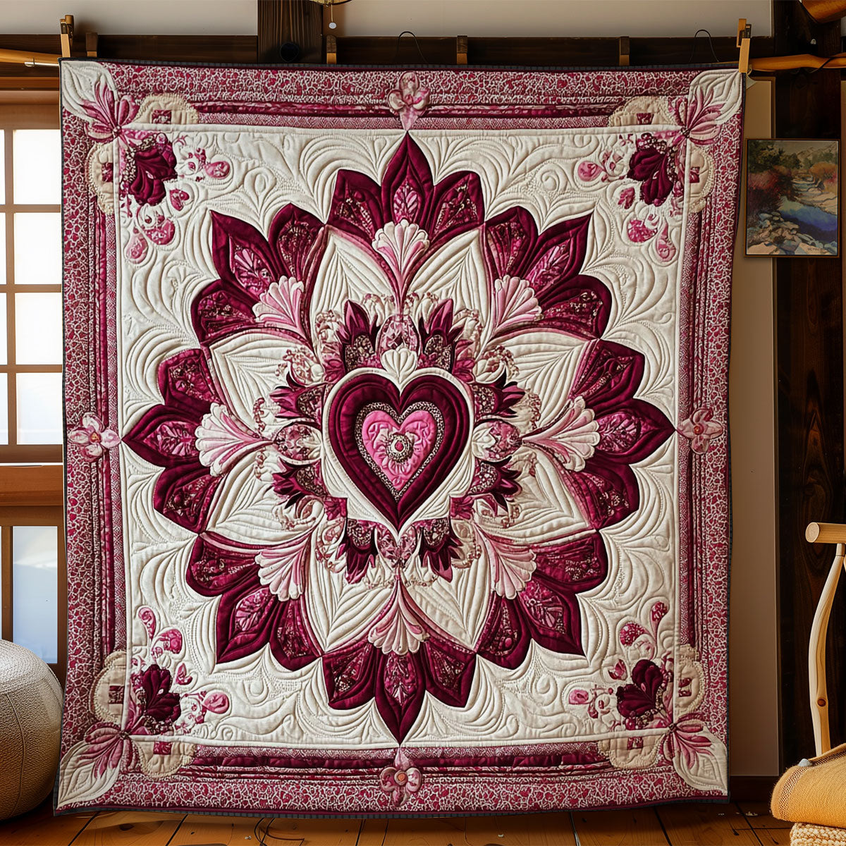 Heart Flower Blooming WY3112017CL Quilt