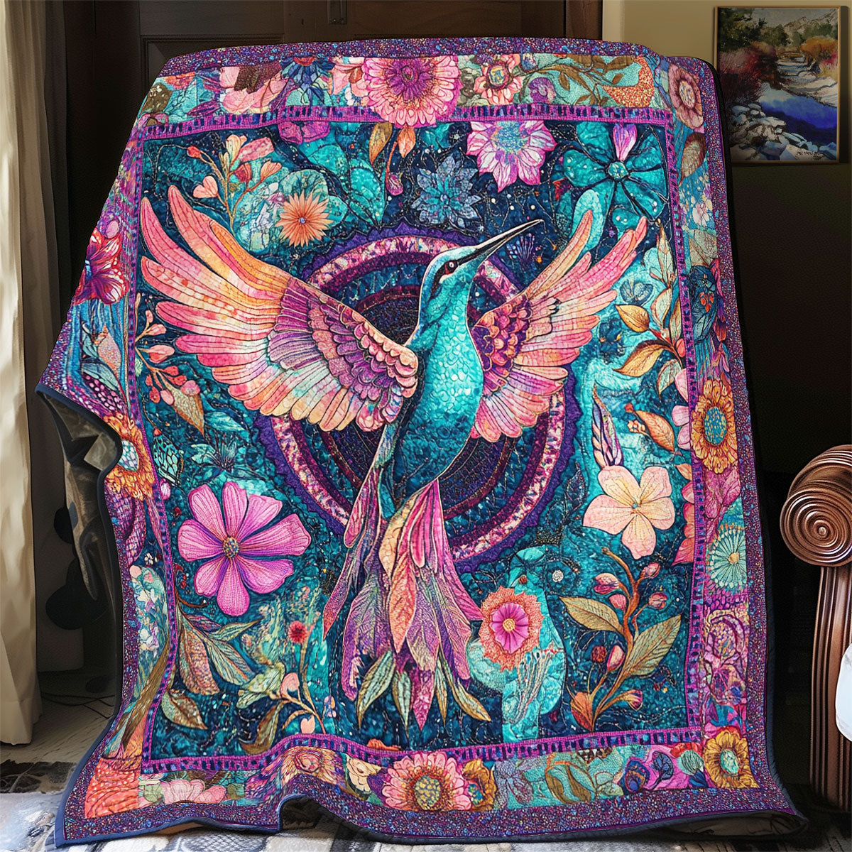 Mandala Hummingbird WY3112025CL Quilt