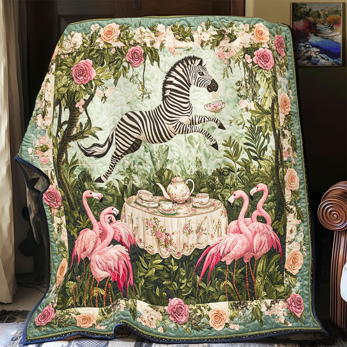 Flamingo And Zebra WY1401033CL Quilt
