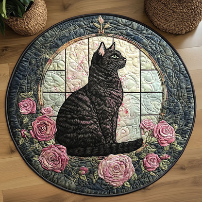 Midnight Rose Feline WP2304015CL Quilted Round Mat