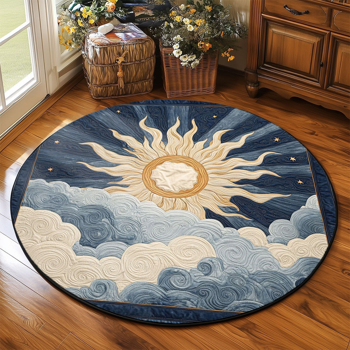 Celestial Glowing Sun WP2003072CL Quilted Round Mat